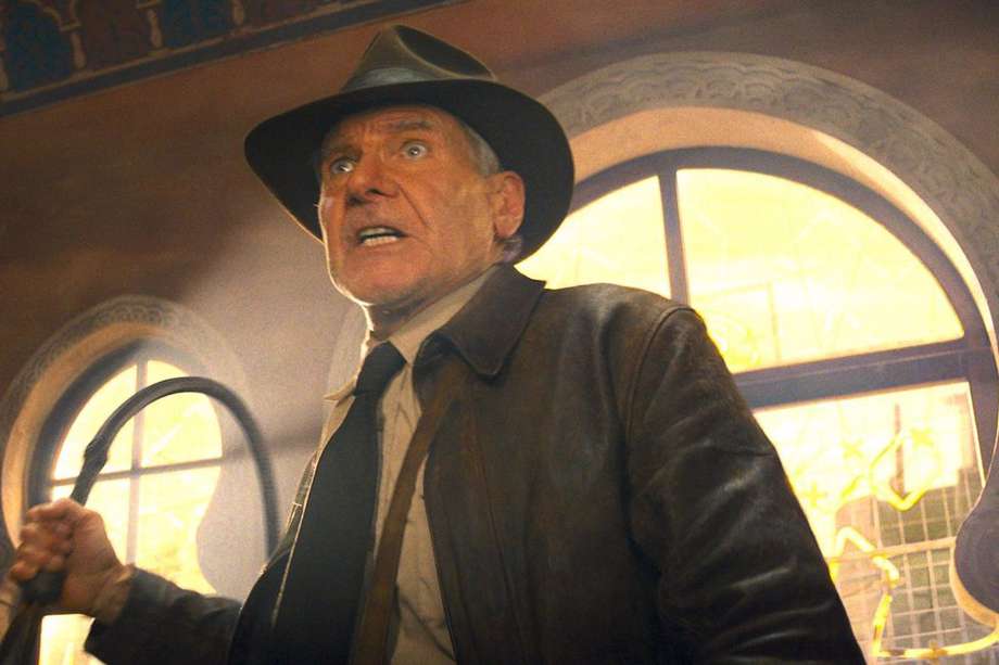 El actor Harrison Ford en su interpretación del rol protagónico en la cinta "Indiana Jones: El dial del destino".