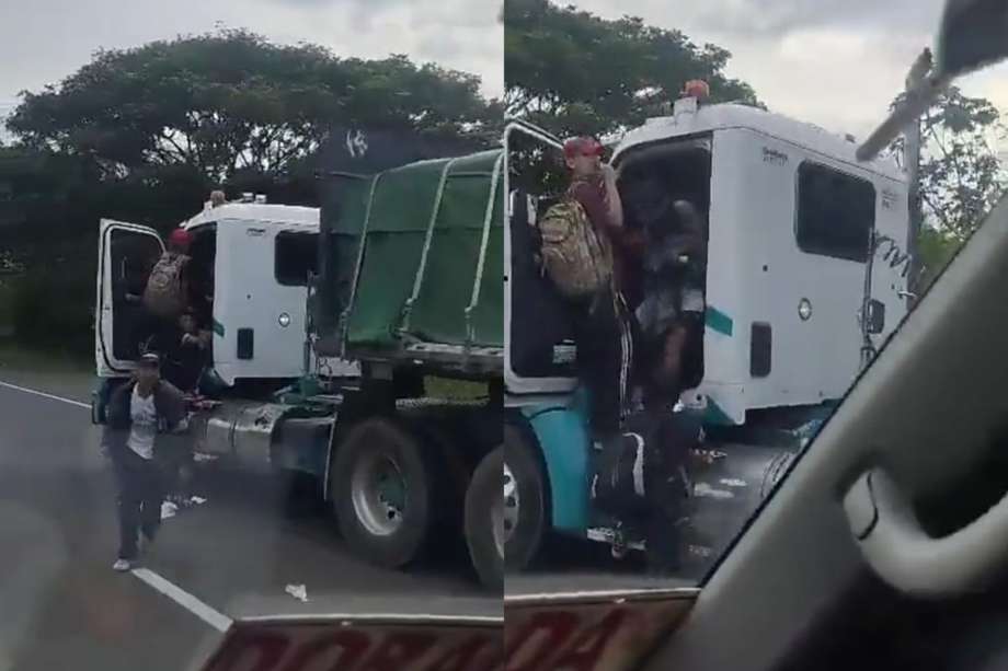 Captura del video grabado por un conductor que se movilizaba por la Troncal del Magdalena Medio, en donde ocurrió el atraco.