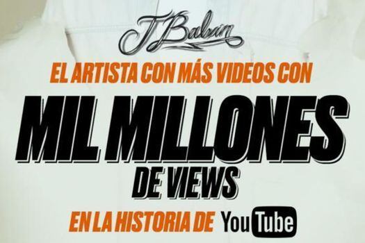 Con esta imagen Youtube reconoció a J Balvin como el artista con más videos con mil millones de vistas en la historia de la plataforma.