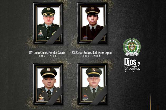 Estos son los cuatro policías que fallecieron en accidente aéreo en Antioquia