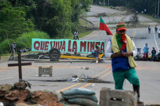 Los indígenas protestan en Cauca desde hace más de 12 días. 
 / AFP