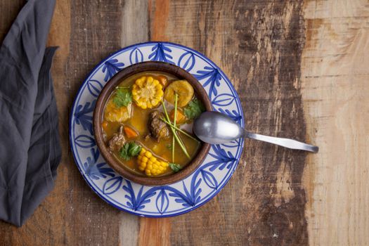 Sancocho is a meat and vegetable stew. Sancocho colombiano