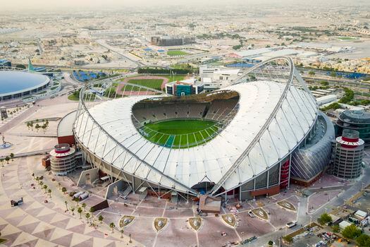  Vista del estadio de Khalifa (Jalifa) en Doha, Qatar. 