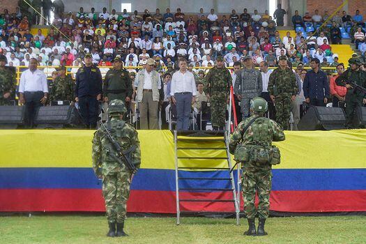 El presidente Juan Manuel Santos durante la ceremonia de instalación de la Fuerza de Tarea Hércules, en Tumaco (Nariño). / Sig