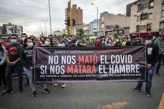 Los dueños de bares y discotecas salieron a protestas el pasado martes, en Bogotá.