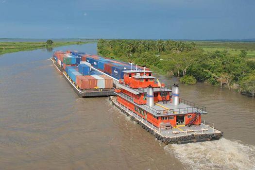 Por el río se podrán mover convoyes  con capacidad para transportar 7.200 toneladas de carga. Cada barcaza movilizará 1.200 toneladas./Cortesía