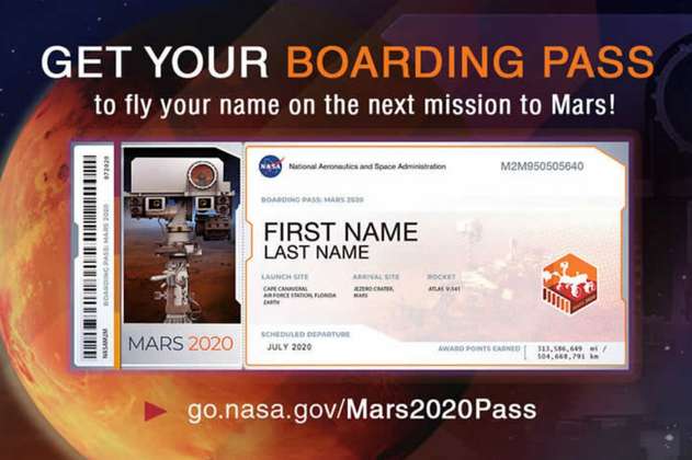 El nombre de 34 mil colombianos aterrizará en Marte en 2021