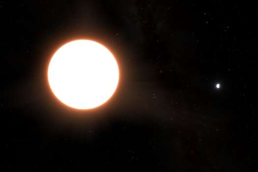 Una impresión artística del exoplaneta LTT9779b orbitando alrededor de su estrella anfitriona. El planeta tiene aproximadamente el tamaño de Neptuno y refleja el 80% de la luz que brilla sobre él, lo que lo convierte en el "espejo" más grande conocido en el Universo. /Misión Cheops - ESA