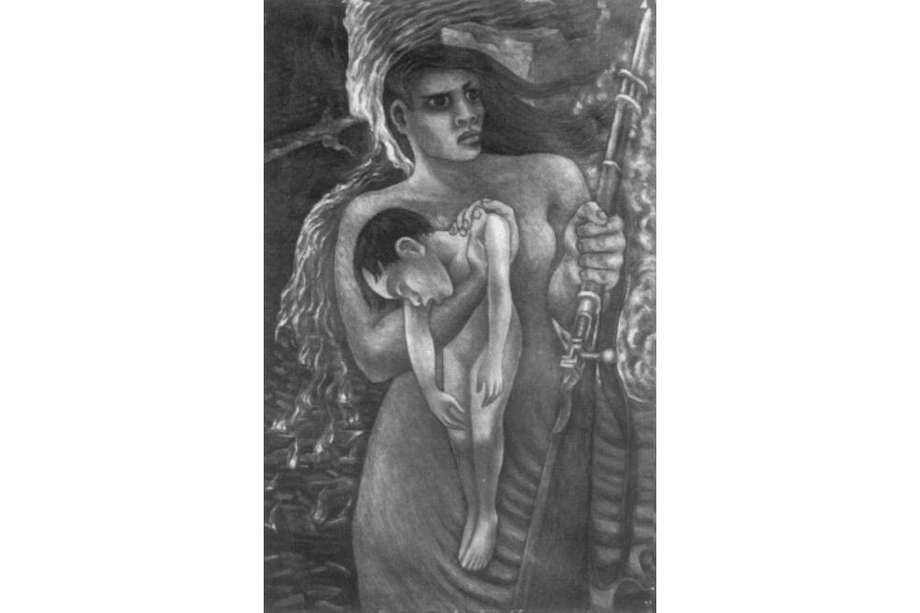 La obra "Mujer de la guerra" fue pintada por Aurora Reyes Flores en 1937.