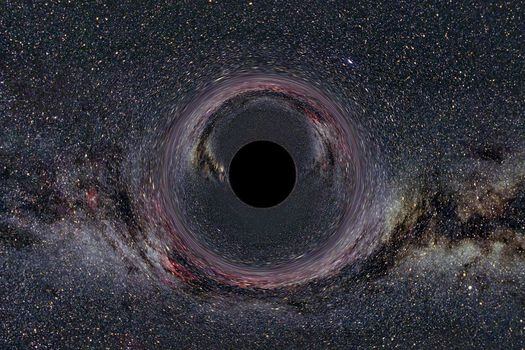 Ilustración de un agujero negro. / Wikimedia - Creative Commons -  Physics education group Kraus, Universität Hildesheim, 