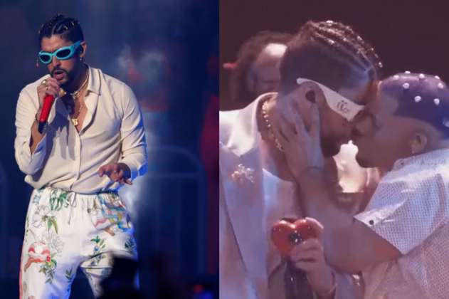 Video: con premio histórico y beso, Bad Bunny sorprendió en los MTV VMA 2022