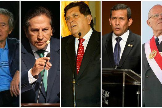 Alberto Fujimori, Alejandro Toledo, Alan García, Ollanta Humala y Pedro Pablo Kusczynski. / Fotomontaje AFP / EFE / Wikimedia Commons