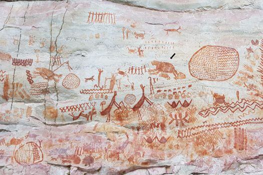 Pinturas de megafauna que corresponderían a la Edad de Hielo en La Lindosa.