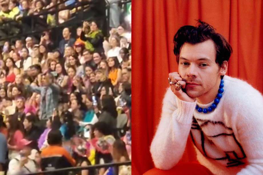 Minutos antes de que Harry Styles saliera al escenario en Bogotá, un padre de familia imitó a un director de orquesta mientras sonaba "Bohemian Rhapsody" de Queen.