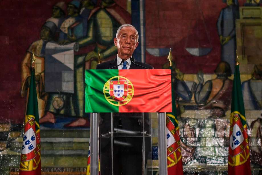 El presidente portugués. Marcelo Rebelo de Sousa, habla en Lisboa luego de ganar las elecciones.