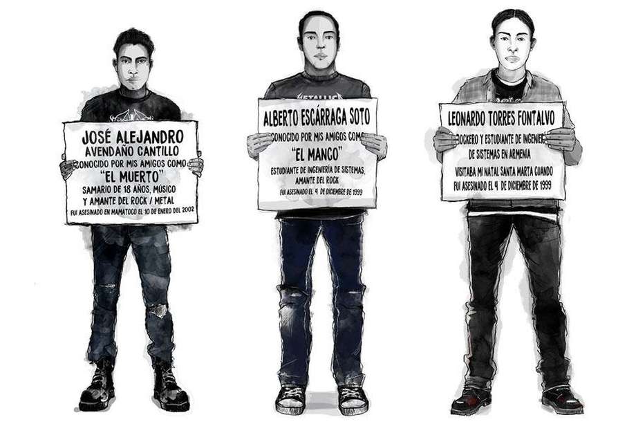 Casa Tachuelas documentó la muerte de estos tres jóvenes a manos de  paramilitares. / Colectivo Casa Tachuelas