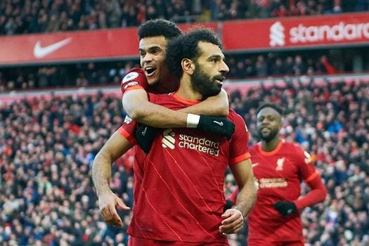 Mohamed Salah y Luis Díaz, compañeros en Liverpool // AFP