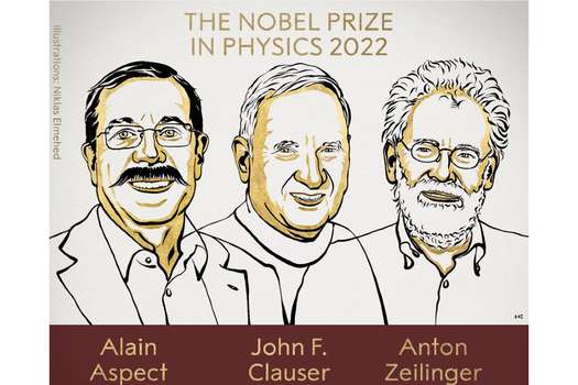 Alain Aspect, John F. Clauser y Anton Zeilinger, los ganadores del Premio Nobel de Física 2022.
