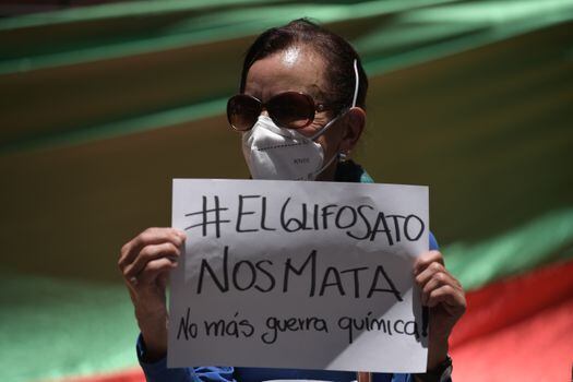 Protesta contra el uso de Glifosato como medio de erradicación.