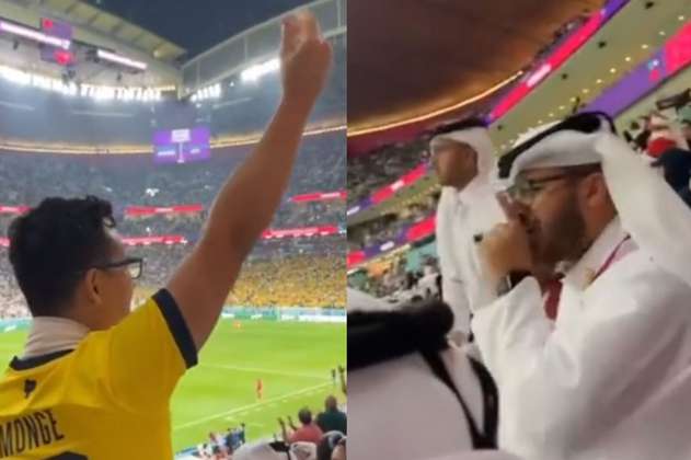 Video: Hincha catarí manda a callar a un ecuatoriano durante el Mundial 