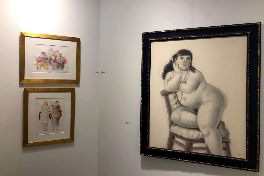 Fotografía que muestra varias obras del artista colombiano Fernando Botero, expuestas el 3 de diciembre de 2022 en Pinta, una feria satélite de Art Basel en Miami, Florida (EE.UU.).EFE/ Ana Mengotti
