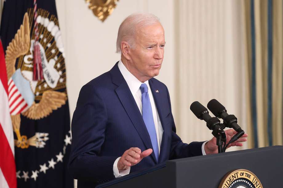 El presidente de los Estados Unidos, Joe Biden, pronunció un discurso y respondió preguntas en el Comedor de Estado de la Casa Blanca en Washington, DC, EE. UU., el 09 de noviembre de 2022.