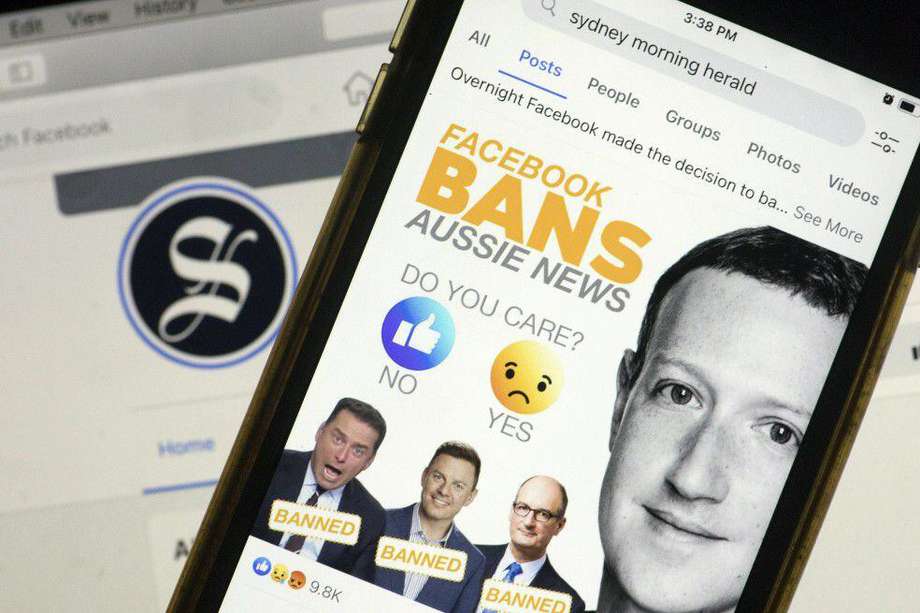 "Facebook prohíbe las noticias australianas", dice la página del Sydney Morning Herald.