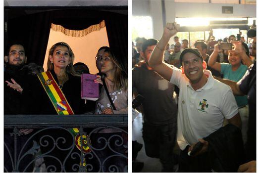  Jeanine Añez, con la Biblia en la mano,  y Fernando Camacho, con una camándula. Estos son los nuevos líderes políticos de Bolivia.  / AFP