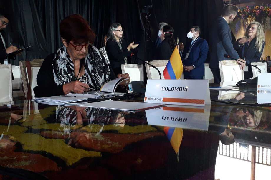 Patricia Ariza, ministra de Cultura de Colombia, en la IX Reunión Interamericana de Ministros de Cultura.
