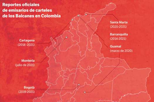 Estos grupos mafiosos han ampliado su funcionamiento a la Costa Caribe, el departamento de Meta, Bogotá y Medellín. / Gráfico El Espectador
