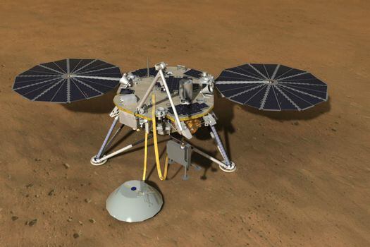 Representación de un artista del módulo de aterrizaje InSight de la NASA en Marte. / NASA