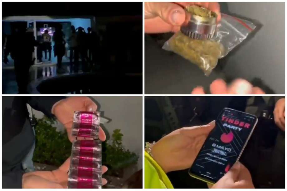 Las autoridades encontraron en la fiesta clandestina varios tipos de drogas, condones y licor adulterado.