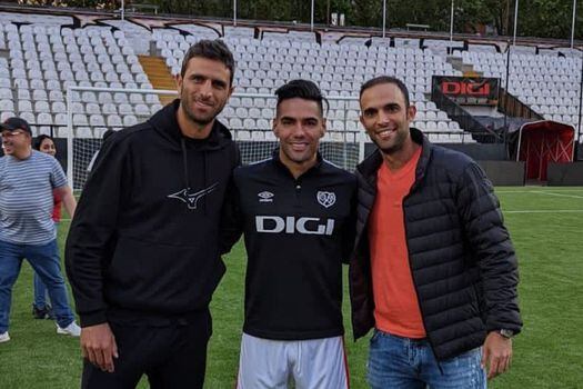 Falcao con Cabal y Farah en el estadio de Rayo Vallecano en Madrid // Instagram Juan Sebastián Cabal.