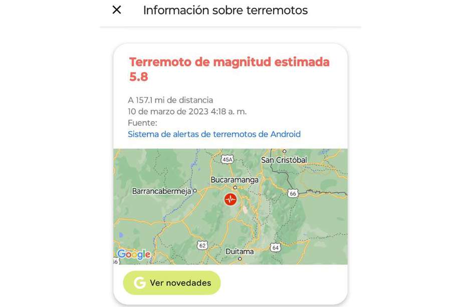 El Servicio Geológico de Colombia reportó hoy un sismo de magnitud preliminar de 5.9 y una profundidad de 151 km.
