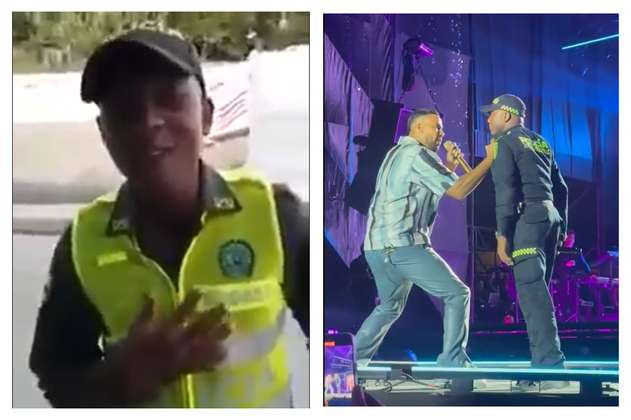 Romeo Santos cantó con el policía que lo imita en su concierto en Medellín