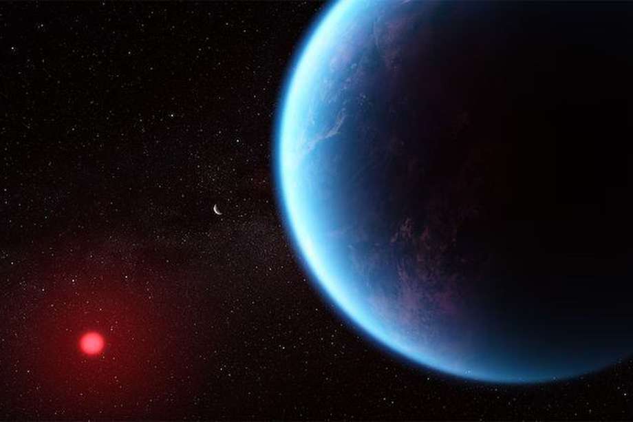 Imagen, hecha por un artista, de cómo se podría ver el exoplaneta.