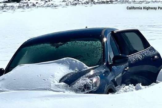 The police helicopter found the car stuck in the snow after a cell signal was traced to an area along Death Valley Road.