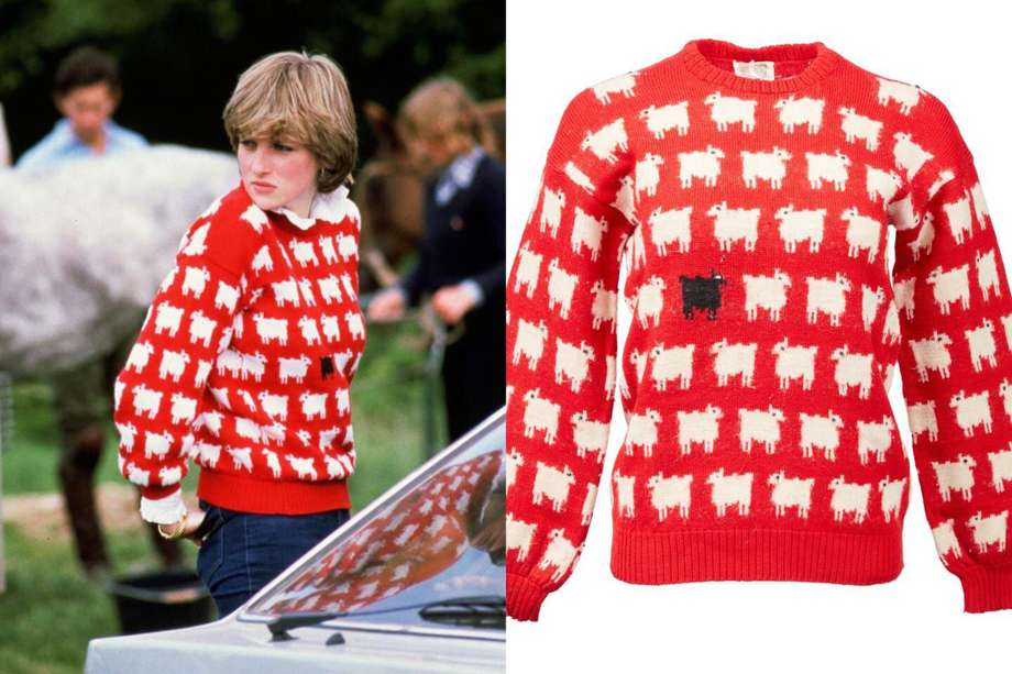 El suéter de lana de color rojo con una oveja negra que la princesa Diana usó en 1981 fue subastado este jueves por 1,1 millones de dólares.