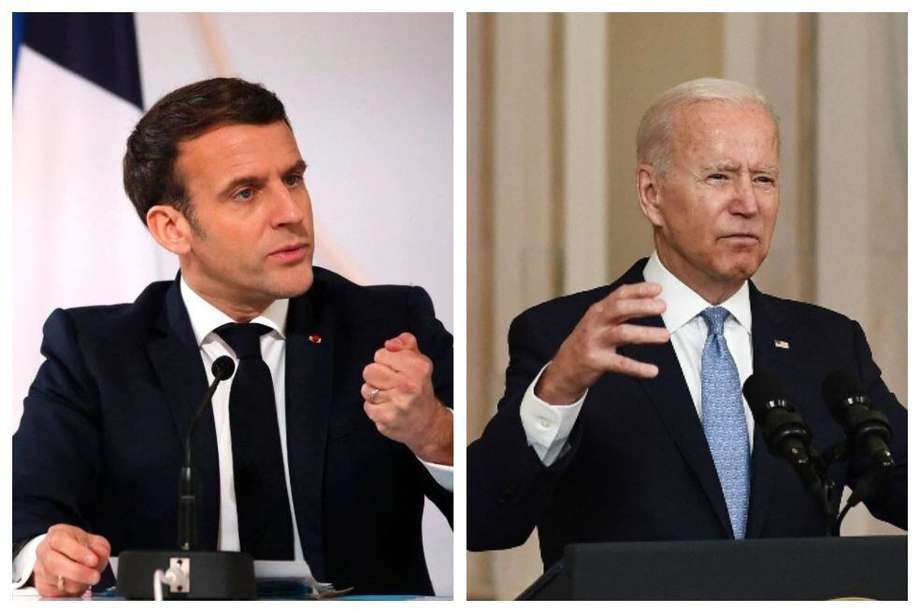 Los presidentes de Francia, Emmanuel Macron (Izq), y Estados Unidos, Joe Biden, aliados en muchos temas hoy están en medio de una crisis diplomática.