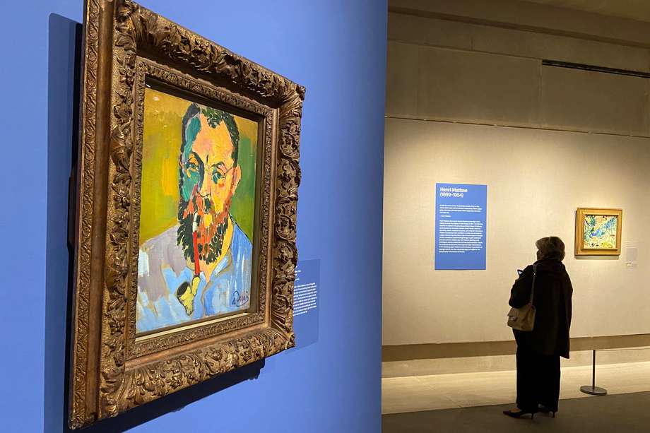 Vista de la obra "Un retrato de Matisse" (1905) realizada por el pintor francés André Derain, exhibida hoy durante una visita de prensa a la exposición "Vertigo of Color", en el Museo Metropolitano de Arte (Met) de Nueva York (EE.UU). EFE/Jorge Dastis
