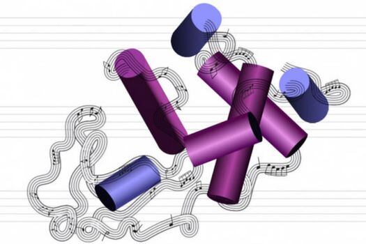 Recreación artística de la estructura de una molécula de proteína en un pasaje musical, como hace el sistema del MIT.  / Christine Daniloff, MIT