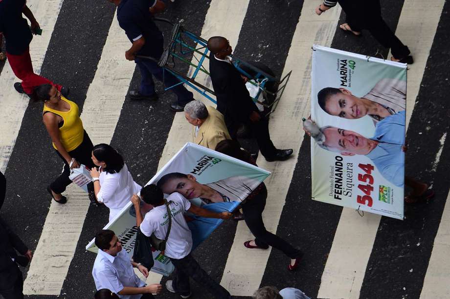 Seguidores de Marina Silva marchan en Río de Janeiro. / AFP