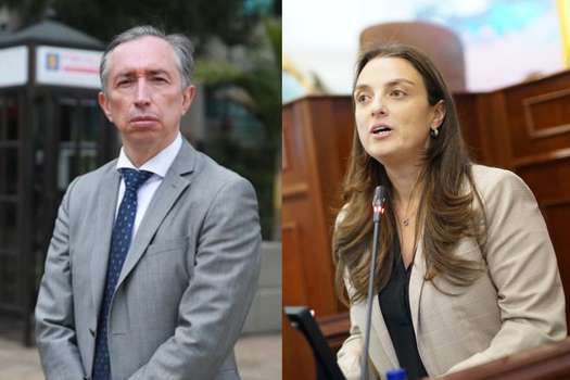 Fiscal del caso Uribe, Gabriel Jaimes, y la exministra de las TIC, Karen Abudinen.