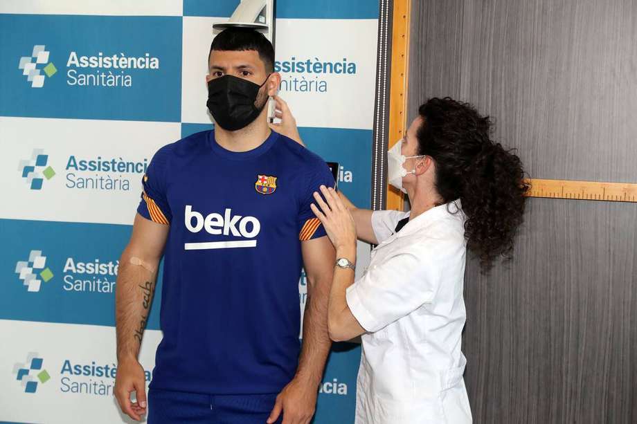 Agüero, cuando realizó las pruebas médicas en su llegada al FC Barcelona.