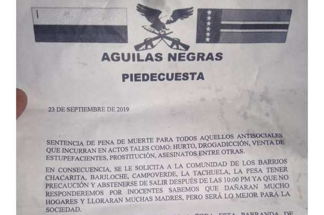 Investigan panfletos dirigidos a delincuentes de Piedecuesta, Santander