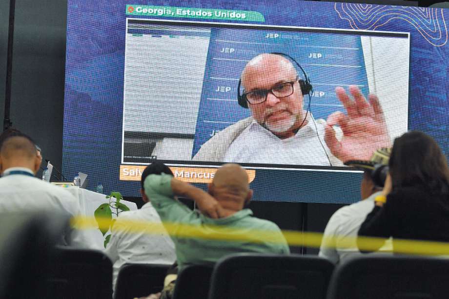 Salvatore Mancuso durante una audiencia virtual en Montería con la Jurisdicción Especial para la Paz.