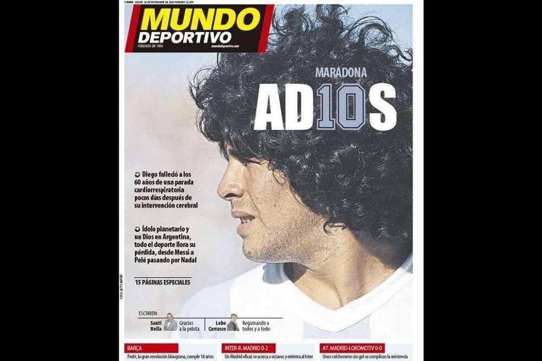 El diario Mundo Deportivo, además de dedicarle la portada al Diego, hizo un especial de 15 paginas para el argentino.