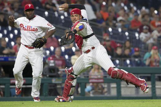 Jorge Alfaro, receptor de los Phillies de Filadelfia, fue el vigésimo colombiano en debutar en la MLB.  / AFP