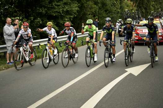 Por primera vez siete colombianos estuvieron en equipos diferentes este año en el Tour de Francia.  / AFP