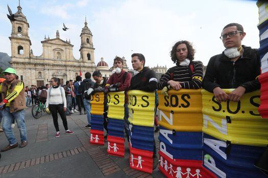Estudiantes se reunieron ayer en la Plaza de Bolívar para exigir recursos para las universidades públicas. El paro completa 58 días.  / El Espectador